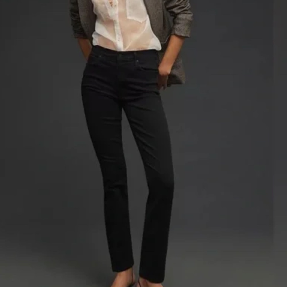 MOTHER Black Straight-Leg Jeans